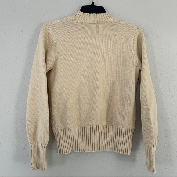 Jones Wear Sport Cream Yellow V-Neck Floral Embroidered Vintage Sweater Medium - Picture 4 of 6